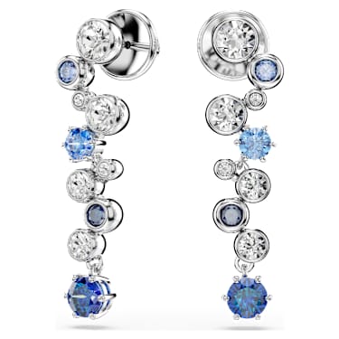 Constella 水滴形耳环, 混合切割, 蓝色, 镀铑 - Swarovski, 5732775
