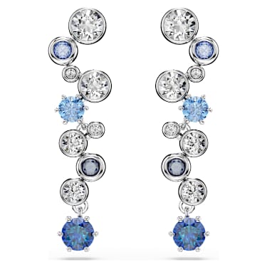 Constella drop earrings, Mixed cuts, Blue, Rhodium plated - Swarovski, 5732775