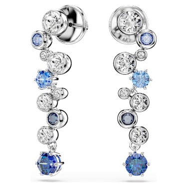 Constella drop earrings, Mixed cuts, Blue, Rhodium plated - Swarovski, 5732775