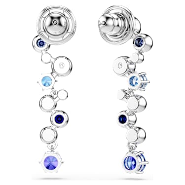 Constella drop earrings, Mixed cuts, Blue, Rhodium plated - Swarovski, 5732775