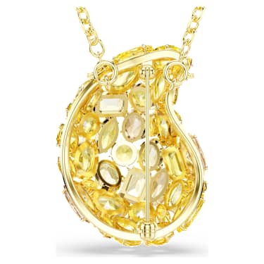 Pendentif et broche Gema, Jaunes, Placage de ton or - Swarovski, 5732839
