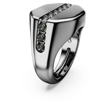 Dextera 戒指, 八边形, 圆形切割, 黑色, 镀钌 - Swarovski, 5732868