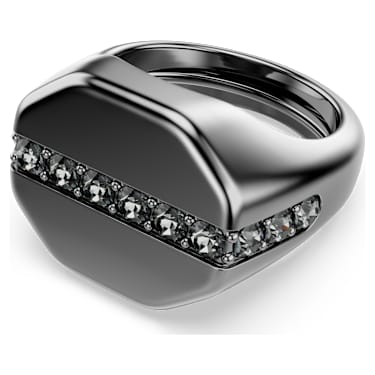 Dextera Octagon ring, Octagon shape, Round cut, Black, Ruthenium plated - Swarovski, 5732869