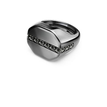 Dextera Octagon ring, Octagon shape, Round cut, Black, Ruthenium plated - Swarovski, 5732869