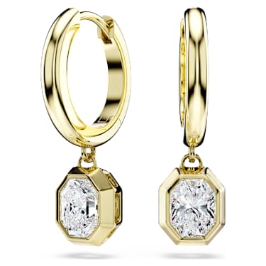 Eternity drop earrings, Lab-grown diamonds 1.0 ct tw, Octagon shape, 14K yellow gold - Swarovski, 5732900