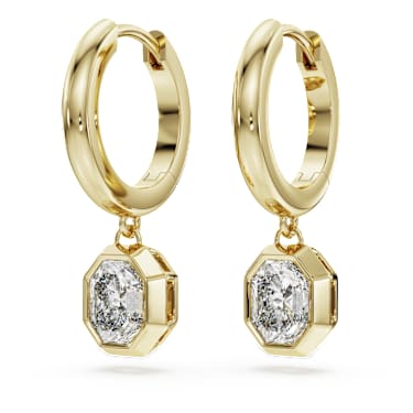 Eternity drop earrings, Lab-grown diamonds 1.0 ct tw, Octagon shape, 14K yellow gold - Swarovski, 5732900