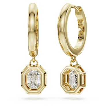 Eternity drop earrings, Lab-grown diamonds 1.0 ct tw, Octagon shape, 14K yellow gold - Swarovski, 5732900