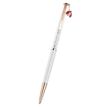Crystalline ballpoint pen, Ladybird, White, Red lacquered, rose gold-tone plated - Swarovski, 5732981
