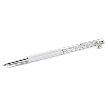 Crystalline ballpoint pen, Edelweiss, White, White lacquered, Chrome plated - Swarovski, 5733002