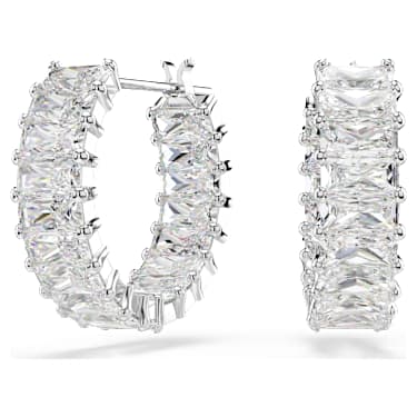Matrix Kreolen, Baguette-Schliff, Weiß, Rhodiniert - Swarovski, 5733397