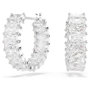 Matrix Kreolen, Baguette-Schliff, Weiß, Rhodiniert - Swarovski, 5733397