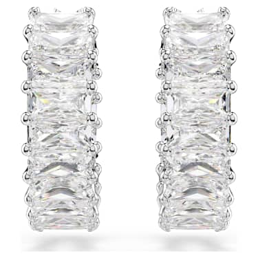 Matrix Kreolen, Baguette-Schliff, Weiß, Rhodiniert - Swarovski, 5733397