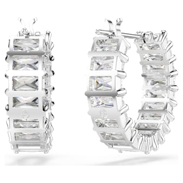 Matrix Kreolen, Baguette-Schliff, Weiß, Rhodiniert - Swarovski, 5733397