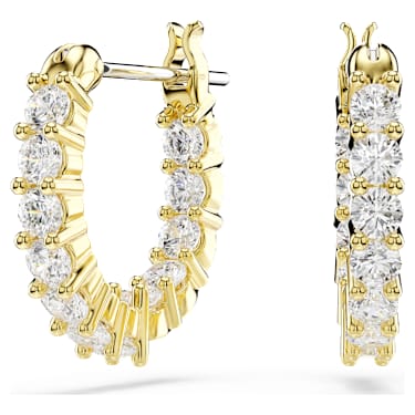 Matrix Vittore hoop earrings, Round cut, White, 18K gold finish - Swarovski, 5733398