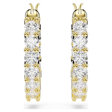 Kruhové náušnice Matrix Vittore, Kulatý výbrus, Bílá, Pokoveno ve zlatém odstínu - Swarovski, 5733398