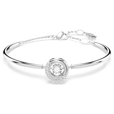 Bransoletka typu bangle Dextera, Szlif okrągły, Biała, Powłoka z rodu - Swarovski, 5733399