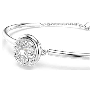 Bransoletka typu bangle Dextera, Szlif okrągły, Biała, Powłoka z rodu - Swarovski, 5733399