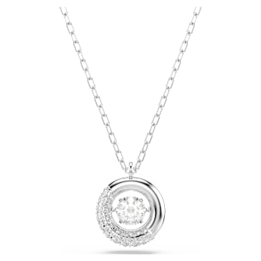 Dextera pendant, Round cut, White, Rhodium plated - Swarovski, 5733400
