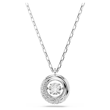 Dextera pendant, Round cut, White, Rhodium plated - Swarovski, 5733400