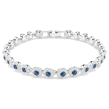 Una Angelic สร้อยข้อมือ Tennis, เจียระไนทรงกลม, น้ำเงิน, เคลือบโรเดียม - Swarovski, 5733401