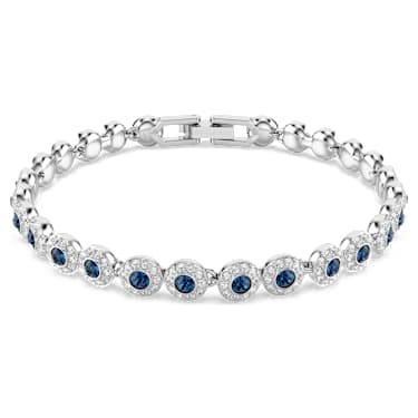 Una Angelic Tennis 手鏈, 圓形切割, 藍色, 鍍白金色 - Swarovski, 5733401