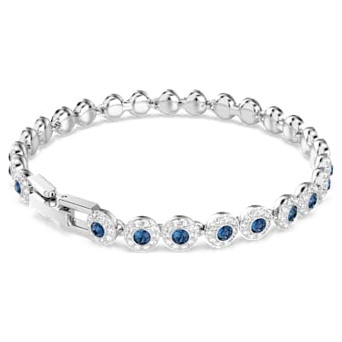 Una Angelic สร้อยข้อมือ Tennis, เจียระไนทรงกลม, น้ำเงิน, เคลือบโรเดียม - Swarovski, 5733401