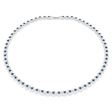 Una Angelic Tennis necklace, Round cut, Blue, Rhodium plated - Swarovski, 5733402
