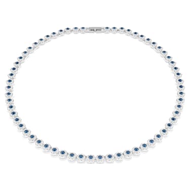 Collar Tennis Una Angelic, Talla redonda, Azul, Baño de rodio - Swarovski, 5733402