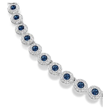 Una Angelic Tennis necklace, Round cut, Blue, Rhodium plated - Swarovski, 5733402