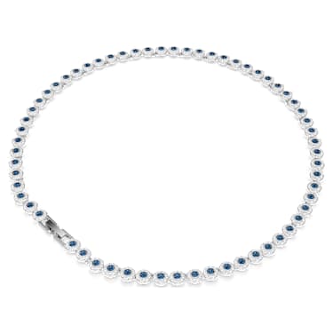 Una Angelic Tennis necklace, Round cut, Blue, Rhodium plated - Swarovski, 5733402