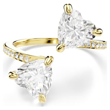 Inel deschis Mesmera, Tăietură inimă, Pavé, Alb, Placat cu auriu - Swarovski, 5733478