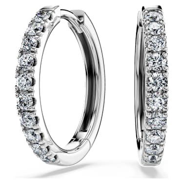 Eternity hoop earrings, Lab-grown diamonds 0.56 ct tw, Round shape, Sterling silver - Swarovski, 5733740