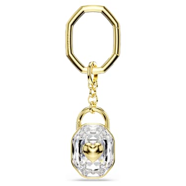 Key ring, Oval cut, White, Gold-tone plated - Swarovski, 5733765