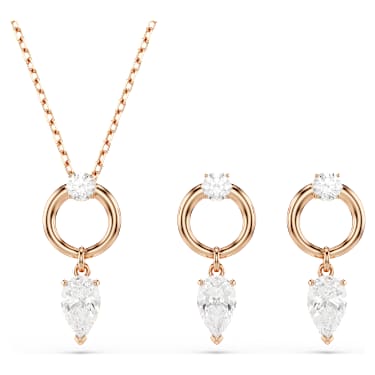Mesmera set, Pear cut, Round cut, White, Rose gold-tone plated - Swarovski, 5733808