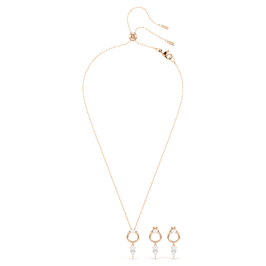 Mesmera set, Pear cut, Round cut, White, Rose gold-tone plated - Swarovski, 5733808