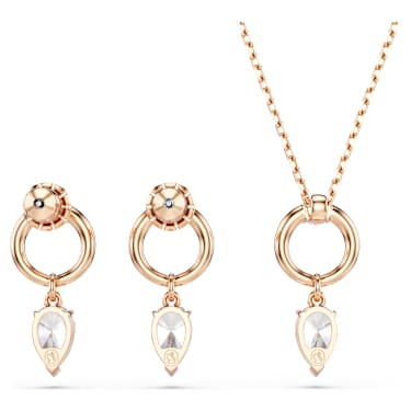 Mesmera set, Pear cut, Round cut, White, Rose gold-tone plated - Swarovski, 5733808
