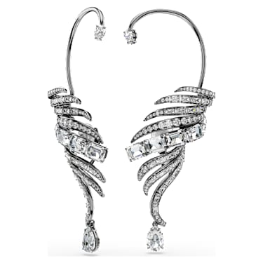 The Vienna Collection ear cuffs, Feather, White, Ruthenium plated - Swarovski, 5733809