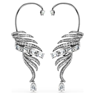 The Vienna Collection ear cuffs, Feather, White, Ruthenium plated - Swarovski, 5733809