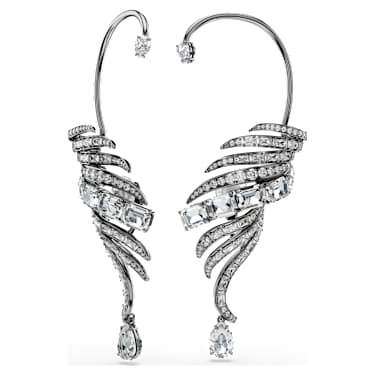 The Vienna Collection ear cuffs, Feather, White, Ruthenium plated - Swarovski, 5733809