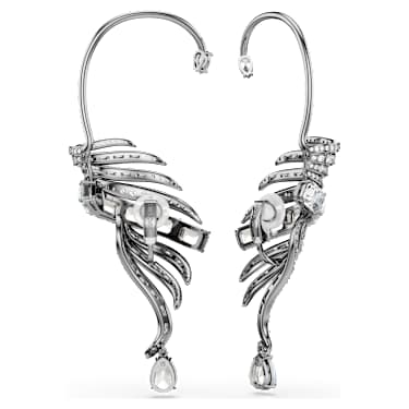 The Vienna Collection ear cuffs, Feather, White, Ruthenium plated - Swarovski, 5733809