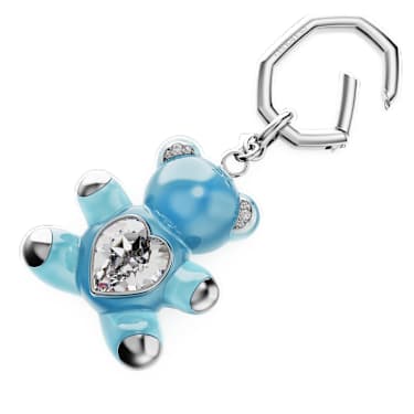 Llavero Teddy, Oso, Azul, Baño de rodio | Swarovski