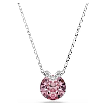 Colgante Bella V, Talla redonda, Rosa, Baño de rodio - Swarovski, 5734230