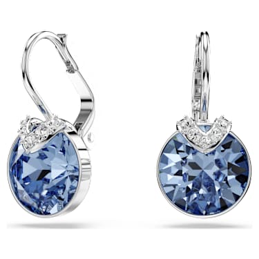 Bella V Drop-Ohrhänger, Rundschliff, Blau, Rhodiniert - Swarovski, 5734234
