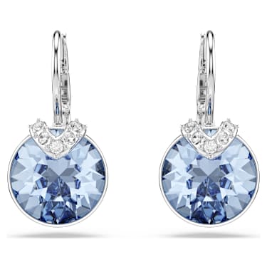 Bella V Drop-Ohrhänger, Rundschliff, Blau, Rhodiniert - Swarovski, 5734234