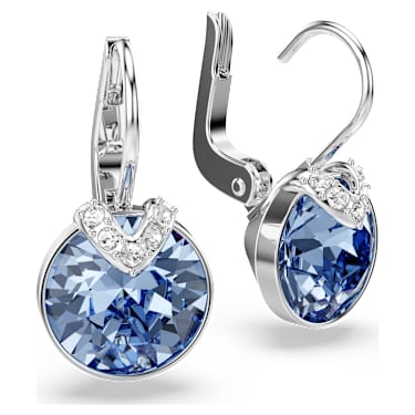 Bella V Drop-Ohrhänger, Rundschliff, Blau, Rhodiniert - Swarovski, 5734234