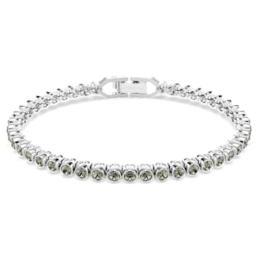 Imber Tennis bracelet, Round cut, Black, Rhodium plated - Swarovski, 5734238