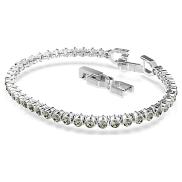 Imber Tennis bracelet, Round cut, Black, Rhodium plated - Swarovski, 5734238