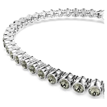 Imber Tennis bracelet, Round cut, Black, Rhodium plated - Swarovski, 5734238