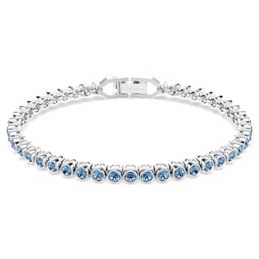Imber Tennis bracelet, Round cut, Blue, Rhodium plated - Swarovski, 5734239