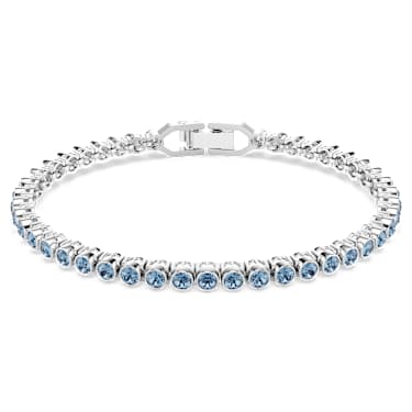Imber Emily Tennis bracelet, Round cut, Blue, Rhodium plated - Swarovski, 5734239